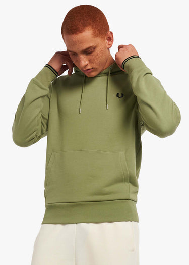 Fred Perry Hoodies Tipped hooded sweatshirt - sage green