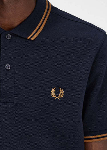 Fred Perry Polo's Twin tipped fred perry shirt - navy dark caramel