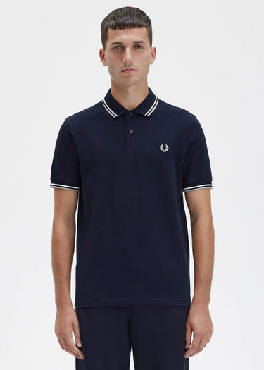 Fred Perry Polo's Twin tipped fred perry shirt - navy snow white seagrass