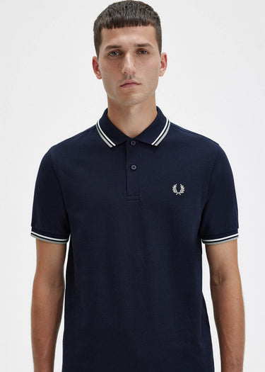 Fred Perry Polo's Twin tipped fred perry shirt - navy snow white seagrass