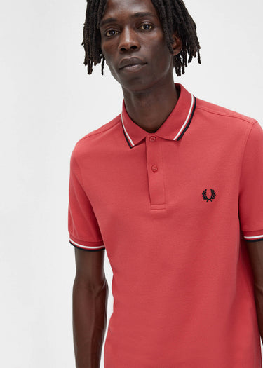 Fred Perry Polo's Twin tipped fred perry shirt - washed red snow white black