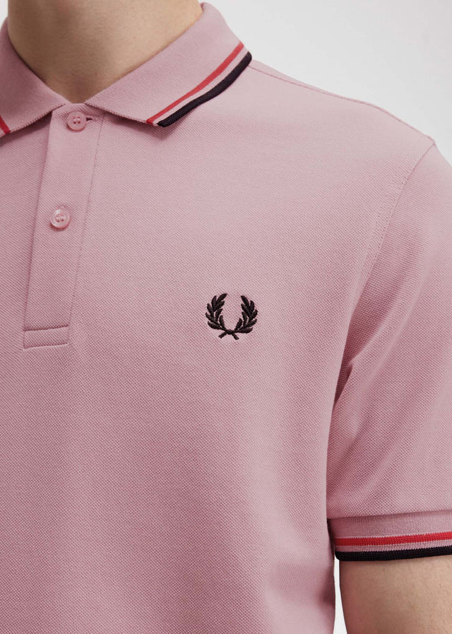 Fred Perry Polos Twin tipped fred perry shirt - chalky pink washed red black
