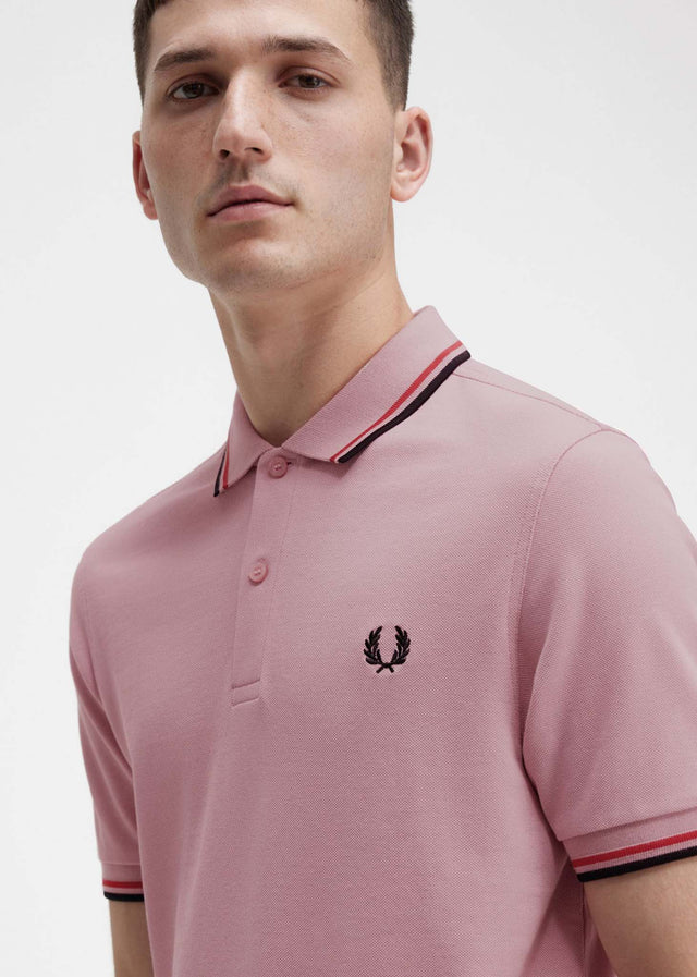 Fred Perry Polos Twin tipped fred perry shirt - chalky pink washed red black