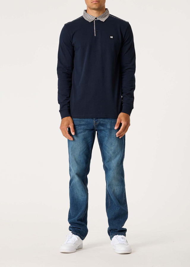 Weekend Offender Long Sleeve Polos Tavarez - navy