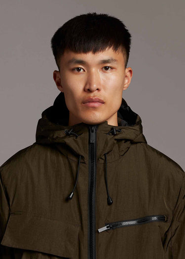 Lyle & Scott Jassen Wadded dual pocket jacket with face guard - olive