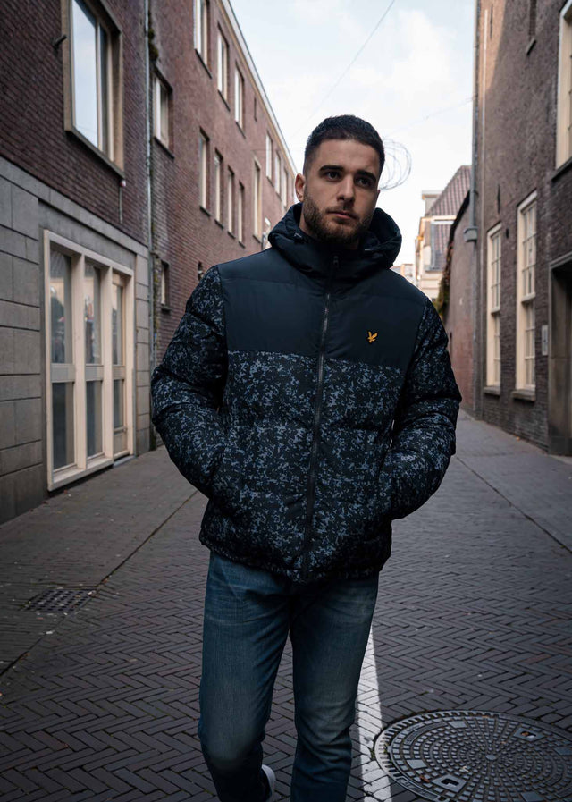 Lyle & Scott Jackets Earth print wadded jacket - dark navy