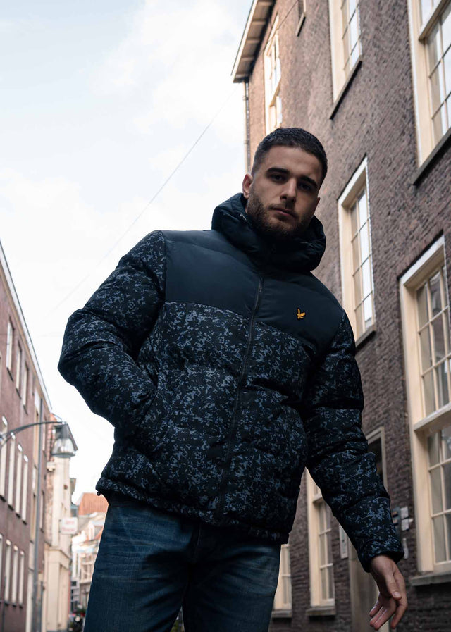 Lyle & Scott Jackets Earth print wadded jacket - dark navy