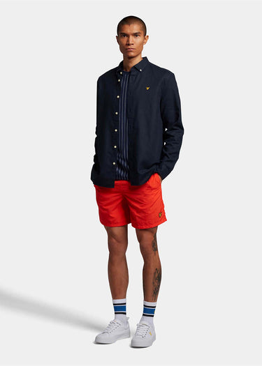 Lyle & Scott Overhemden Cotton linen shirt - dark navy