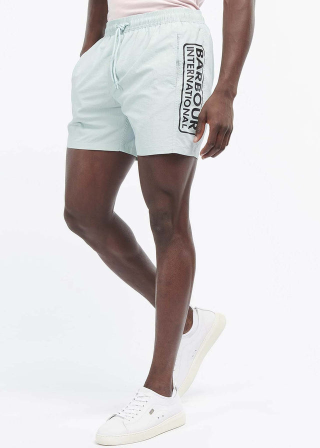 Barbour International Swimwear Large logo swim short- pastel spruce