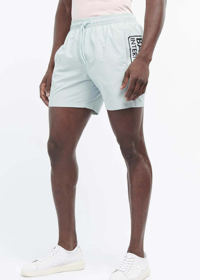 Barbour International Swimwear Large logo swim short- pastel spruce