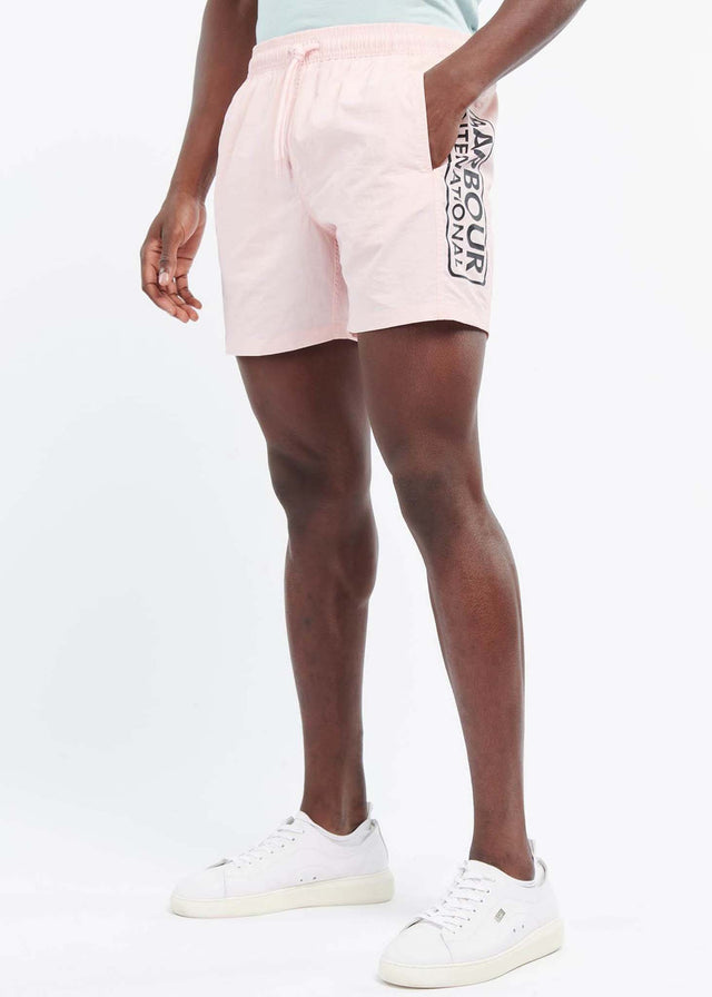 Barbour International Swimwear Large logo swim short- pink cinder