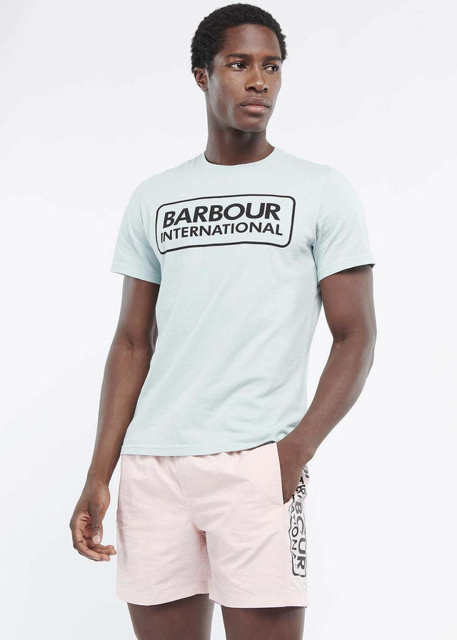 Barbour International Swimwear Large logo swim short- pink cinder