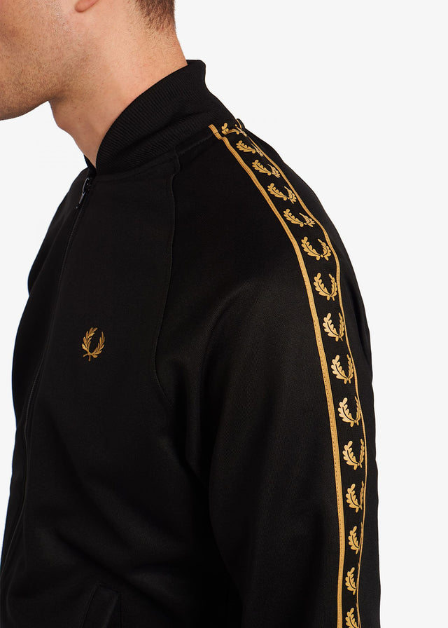 Fred Perry Cardigans Gold tape bomber track jacket - black