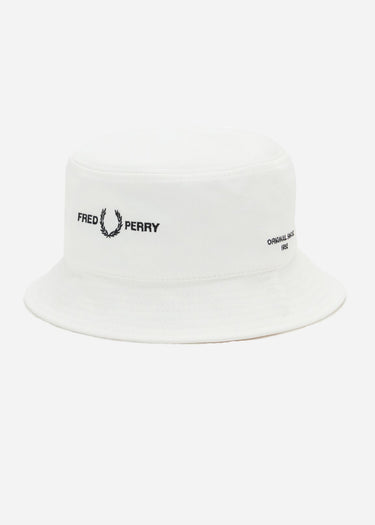 Fred Perry Bucket Hats Branded twill bucket hat - snow white