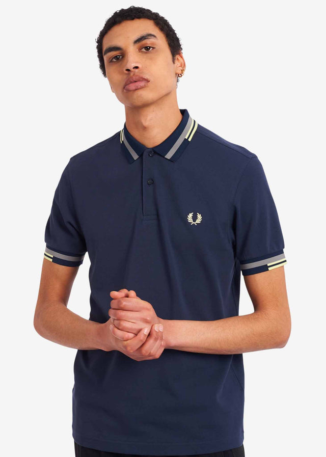Fred Perry Polos Abstract tipped polo shirt - dark airforce