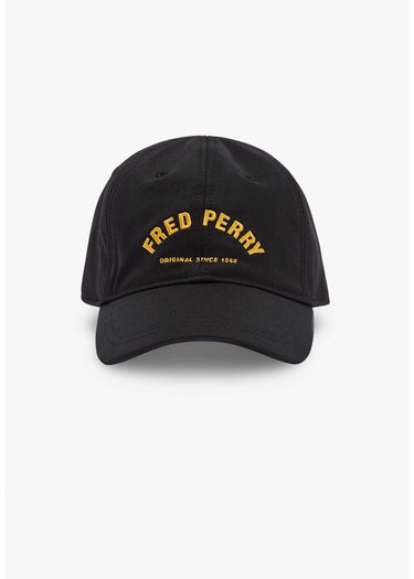 Fred Perry Petten Arch branded tricot cap - black