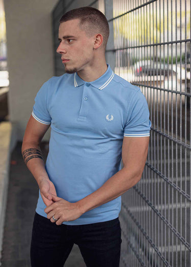 Fred Perry Polo's Twin tipped fred perry shirt - sky snow