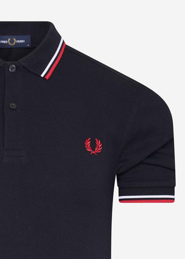 Fred Perry Polo's Twin tipped fred perry shirt - navy white red