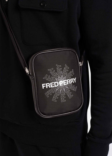 Fred Perry Tassen Graphic print mini side bag - black