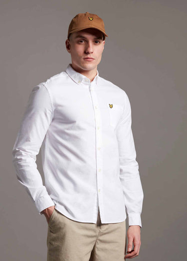 Lyle & Scott Overhemden Light weight oxford shirt ss - white