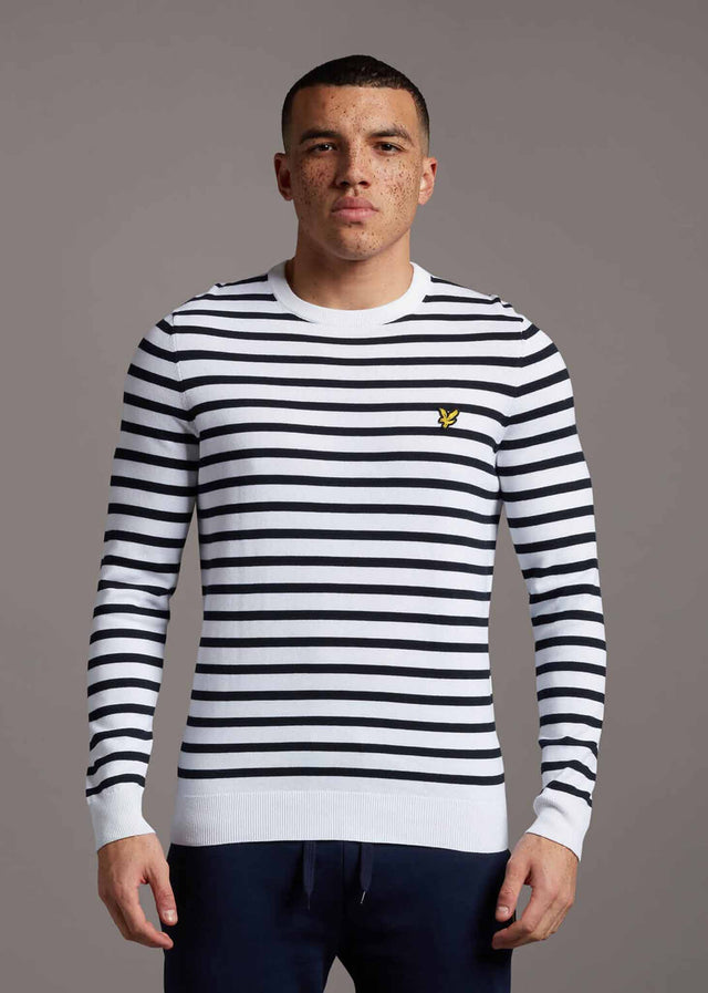 Lyle & Scott Sweaters Breton stripe jumper - white