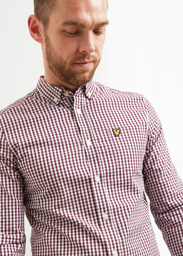 Lyle & Scott Shirts Slim fit gingham shirt - burgundy white