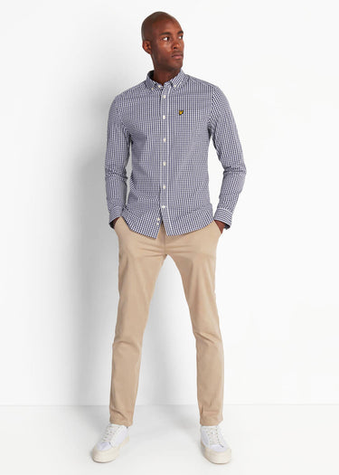 Lyle & Scott Overhemden Slim fit gingham shirt - navy white