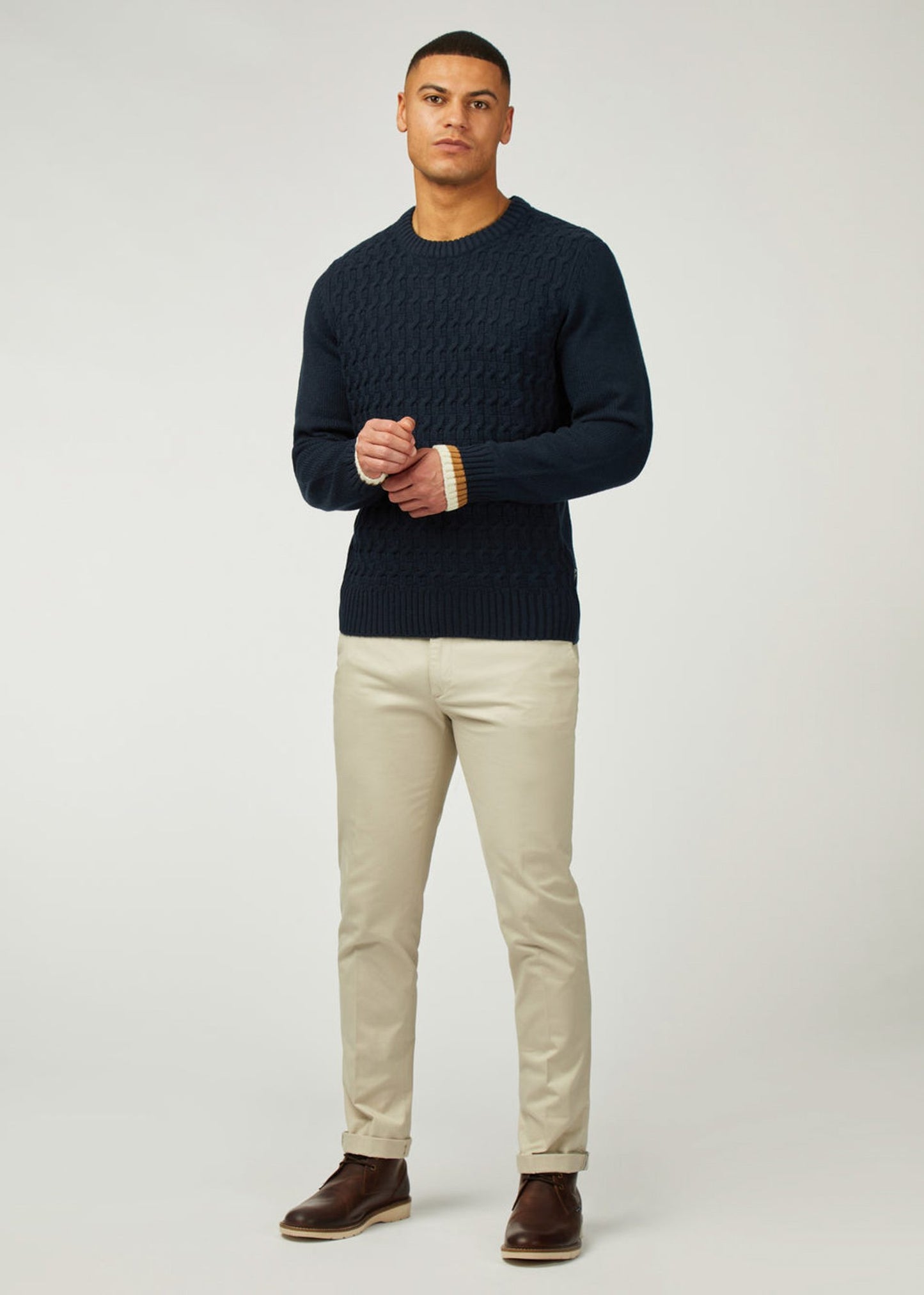 Ben Sherman Truien  Cable textured crew - dark navy 