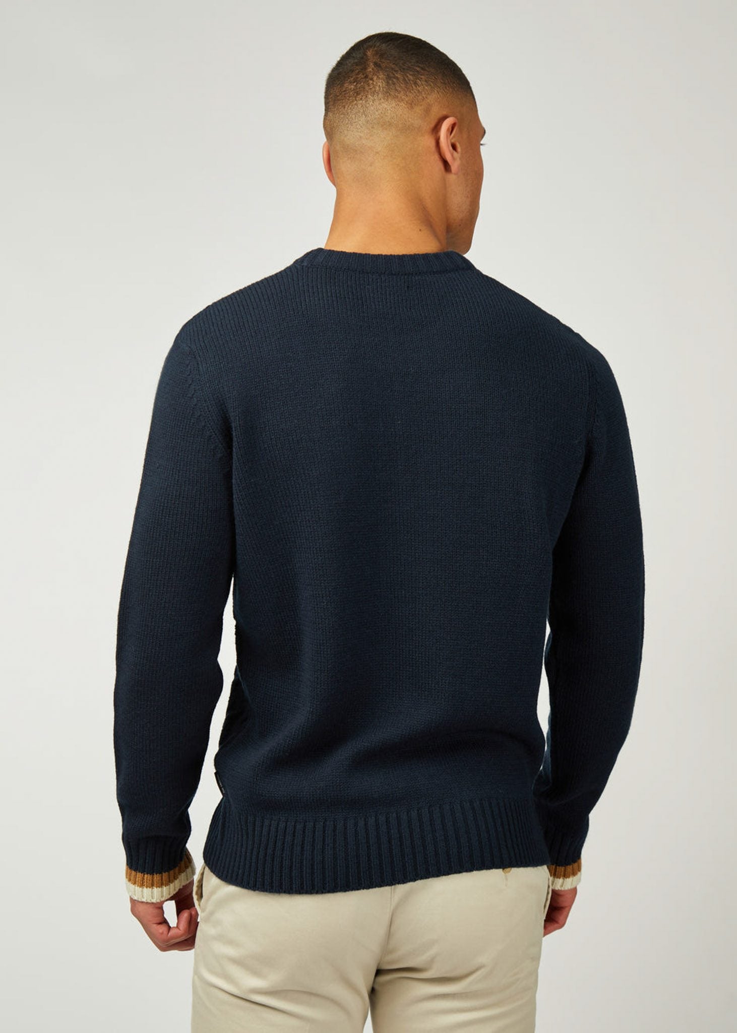 Ben Sherman Truien  Cable textured crew - dark navy 