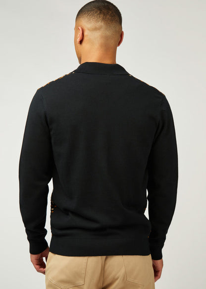 Ben Sherman Truien  Button through polo - black 