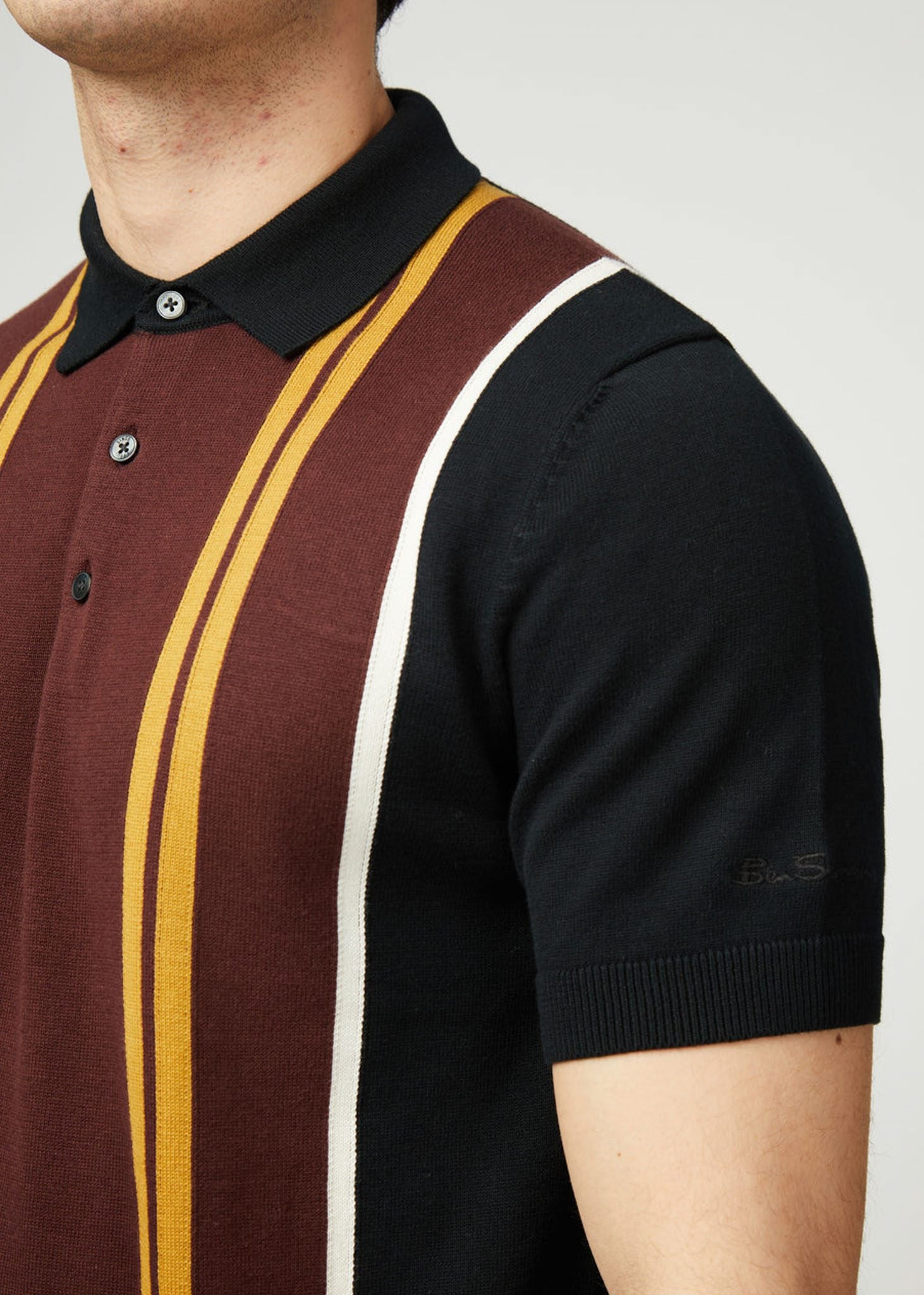 Ben Sherman Polo's  Verticle stripe polo - black 