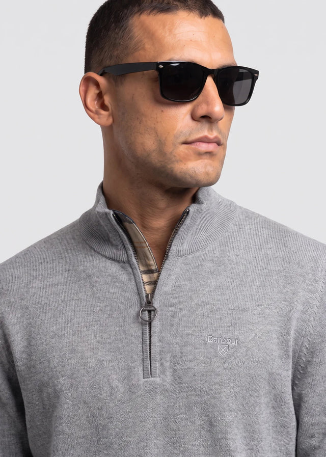 Barbour Sweaters Barbour cotton half zip knitted jumper - grey marl