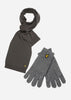 Lyle & Scott Mutsen Beanie & Gloves set - mid grey marl