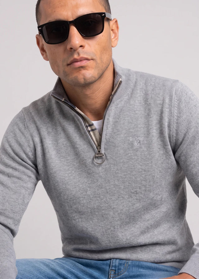 Barbour Sweaters Barbour cotton half zip knitted jumper - grey marl