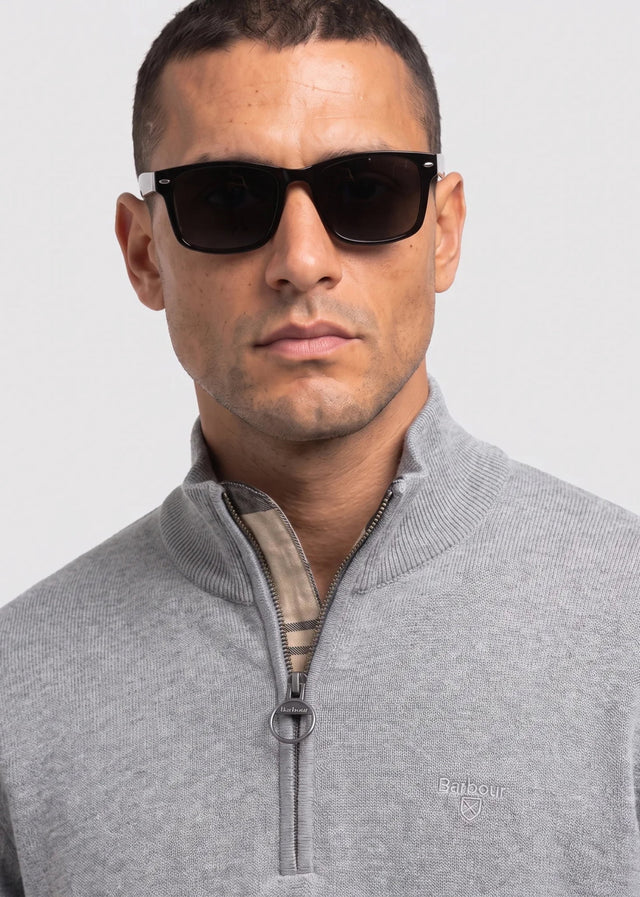 Barbour Sweaters Barbour cotton half zip knitted jumper - grey marl