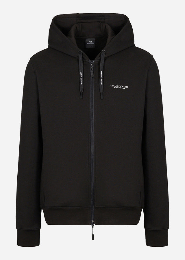 Armani Exchange Cardigans Stretch fabric zip-up sweatshirt - black