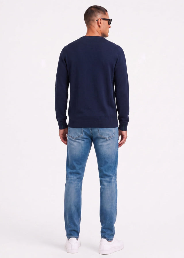 Lacoste Sweaters Regular fit crew neck sweater - navy blue