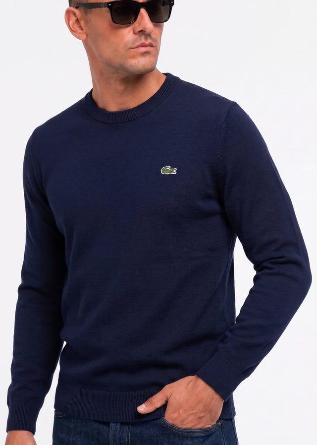 Lacoste Sweaters Regular fit crew neck sweater - navy blue
