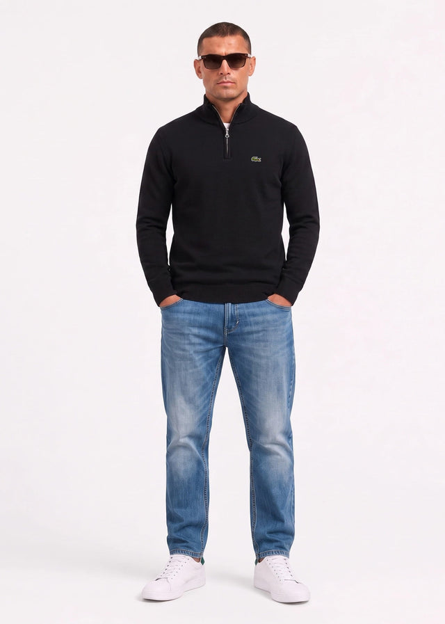 Lacoste Sweaters Regular fit high zipped neck sweater - black