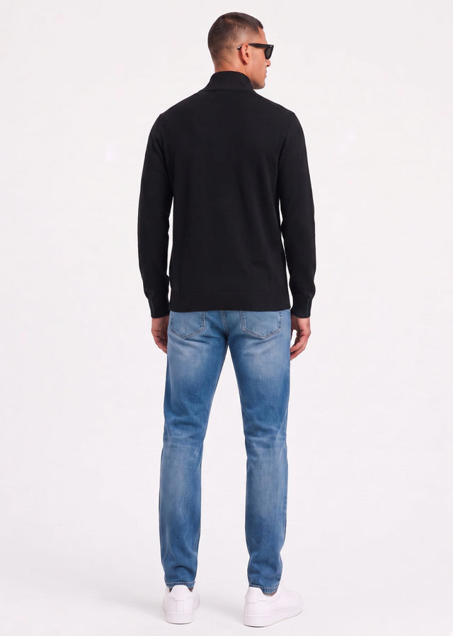 Lacoste Sweaters Regular fit high zipped neck sweater - black