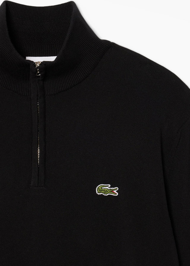 Lacoste Sweaters Regular fit high zipped neck sweater - black