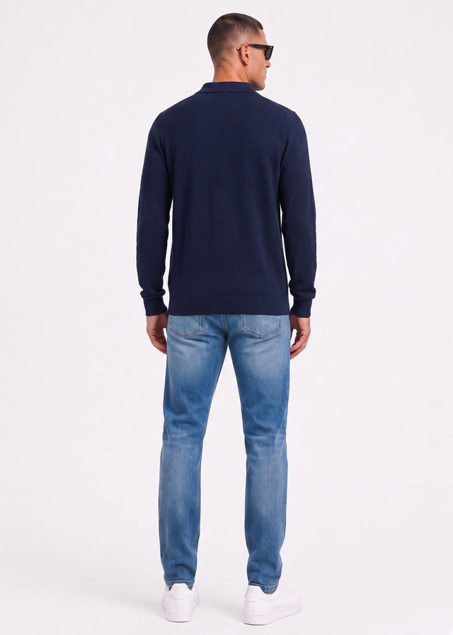 Lacoste Long Sleeve Polos Knitted long sleeve polo sweater - navy blue