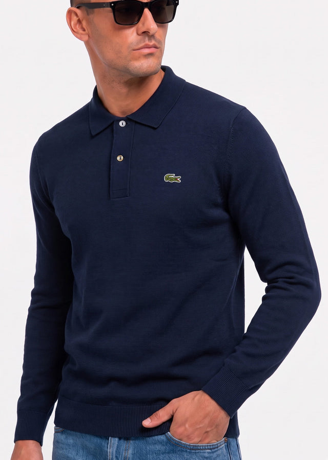 Lacoste Long Sleeve Polos Knitted long sleeve polo sweater - navy blue