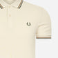 Twin tipped fred perry shirt - oatmeal nut flake field green