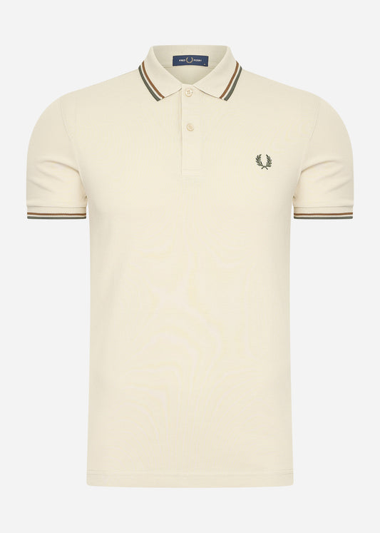 Twin tipped fred perry shirt - oatmeal nut flake field green