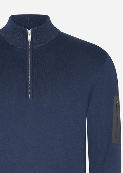 Barbour International Truien  Blades cotton half zip jumper - navy 