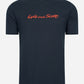 Script embroidery t-shirt - dark navy sorrel orange