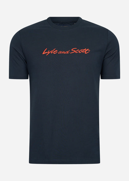 Lyle & Scott T-shirts  Script embroidery t-shirt - dark navy sorrel orange 