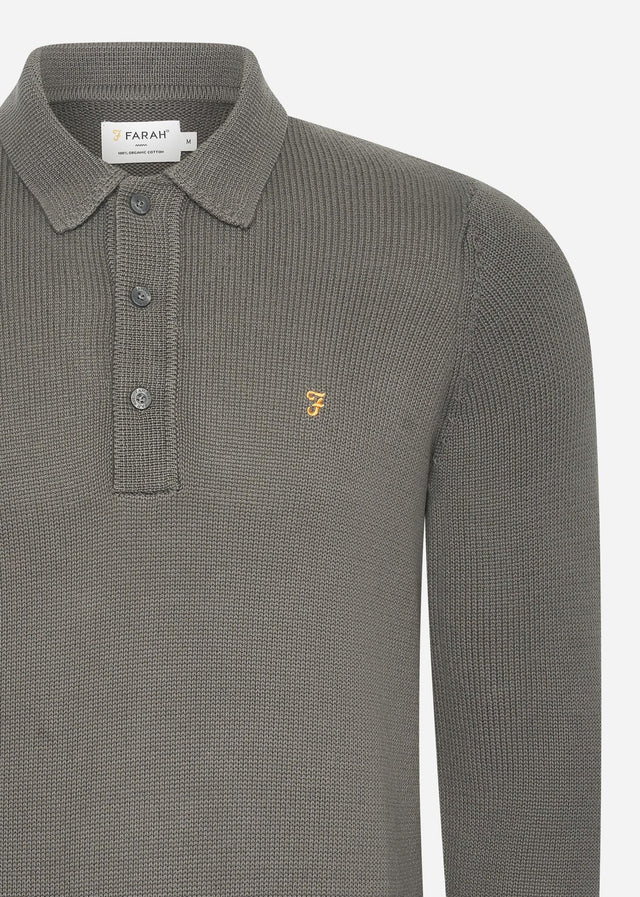 Farah Sweaters  Sweater hamlet knit ls polo - charcoal 