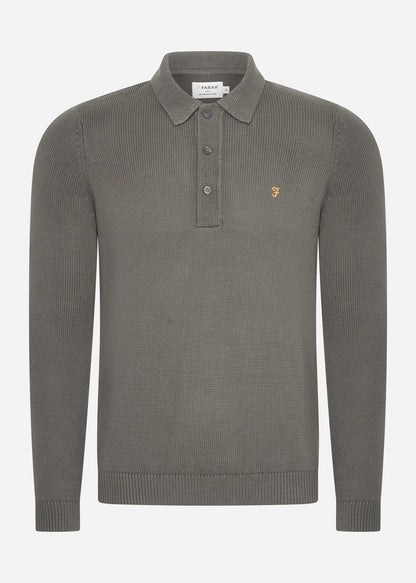 Farah Truien  Sweater hamlet knit ls polo - charcoal 